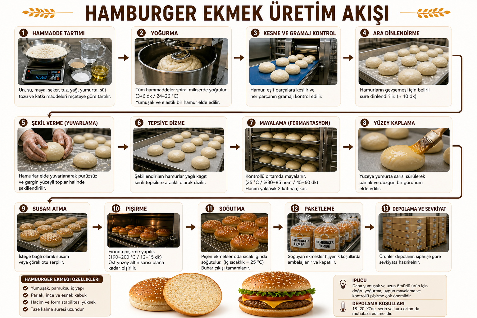 HAMBURGER EKMEĞİ (ENDÜSTRİYEL REÇETE)